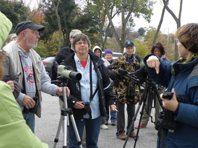 Group listening to Detour directions